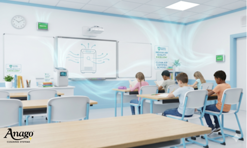 kids in elementary class with clean air